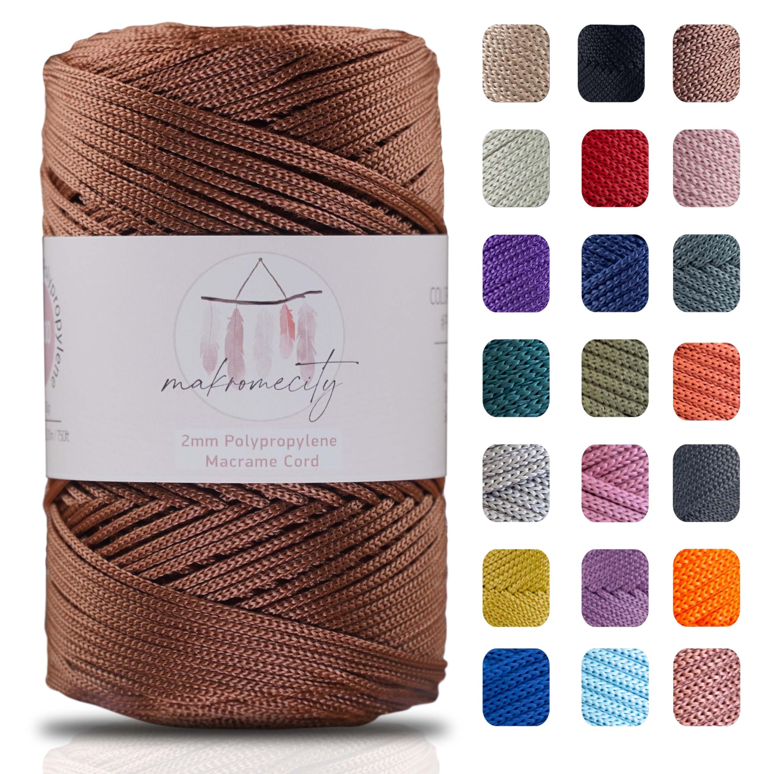 Macrame Yarn 2mm x 230m Premium Polyester Macrame Cord Polypropylene Yarn for Crafts Home Decorations Placemat Shoulder Bag Handbag Runner Pacifier Chain — image 1