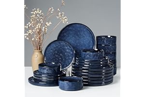 HaWare Dinnerware Sets, 24-Piece Plates and Bowls Set, Stoneware Dish Set for 8, Ceramic Dinnerware for Home Restaurant, Chip