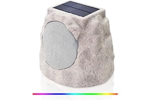Postlucky Rock Speakers Outdoor Waterproof Solar-Powered Bluetooth Wireless Outdoor Rock Speaker Rechargeable Battery with Colorful LED Light Outdoor Bluetooth Speaker for All Seasons -Upgrade