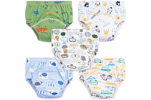 U0U Baby Toddler 5 Pack Training Pants for Boys and Girls Assortment Potty Training Underwear Cotton Waterproof Pant
