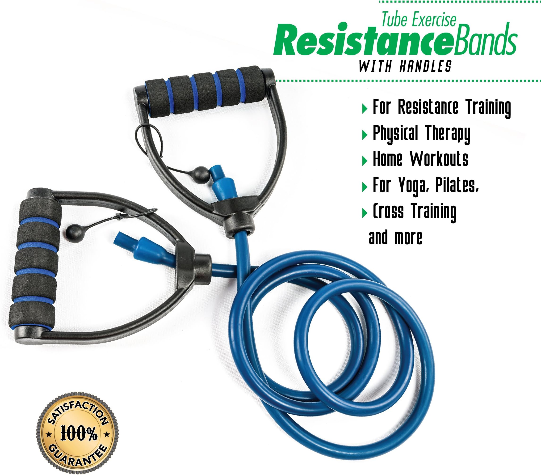 PXT360 Weights Resistance Workout and Exercise Tube Band with Adjustable Handles - Dumbells Set Substitute - D Shaped Handles For Strong Grip - For Strength And Flexibility