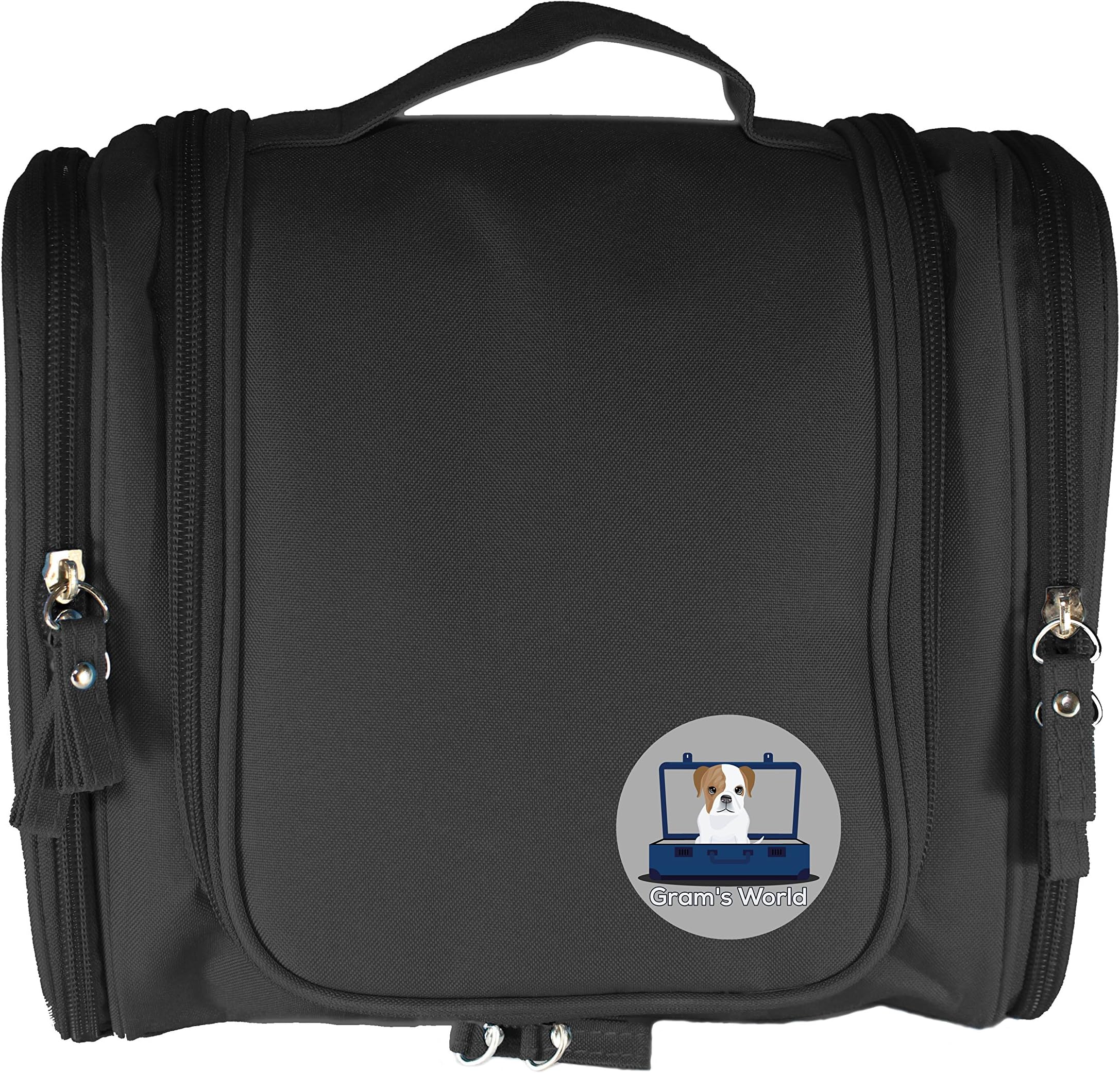 Hanging Toiletry Bag for Men & Women Bottle Set Travel Toothbrush by Grams World (Black)