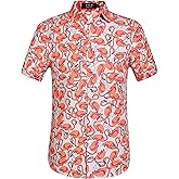 SSLR Mens Short Sleeve Button Down Shirts Casual Summer Hawaiian Shirts for Men