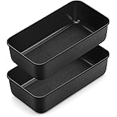 Herogo Non-Stick Loaf Pan Set of 2, Stainless Steel Rectangle Bread Loaf Pans for Homemade Bread, 9 x 5 Inch Black Meatloaf Bakeware for Baking Lasagna Brownie, Oven Safe