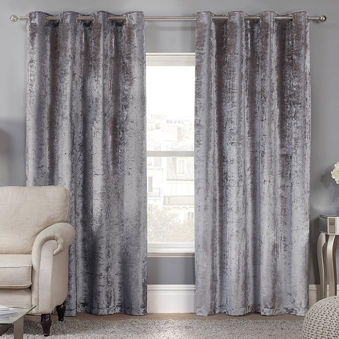Julian Charles Allure Crushed Velvet Lined Eyelet Curtains, 137 cm