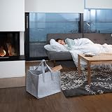 Relaxdays Black Felt Firewood Basket Holder 34.5x43x36.5cm Foldable Tote view 3
