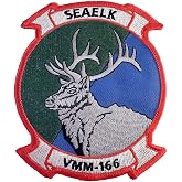 VMM-166 SEAELK Squadron Patch &ndash; Plastic Backing, 4"