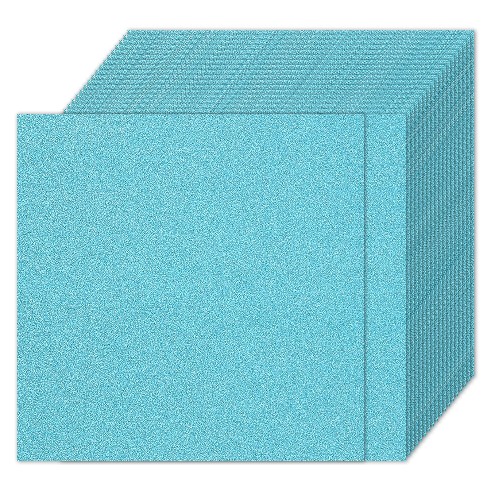 PATIKIL 40Sheets Light Blue Glitter Cardstock Paper, 12 x 12 in 250gsm Square Premium Sparkly Paper Craft Cardstock Paper for Scrapbook Card Making DIY Art Projects Wedding Party