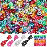 1200pcs Pony Beads - Clear Plastic Glitter Beads for DIY Jewelry Making Kandi Bracelets Necklaces Key Chains and Decorations Crafts