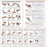 Auroscent Sciatica Pain Relief Exercise Chart | Lower Back &amp; Nerve Stretching Poster, Home Physical Therapy, Hip, Glute &amp; Leg Mobility, For Seniors &amp; Adults