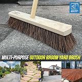 TDBS 18in Outdoor Garden Broom with Wooden Handle and Bassine Bristles view 4