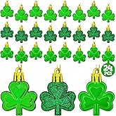 24 PCS St Patricks Day Decorations, Shamrocks Tree Ornaments, 3 Styles Good Luck Clover Hanging Baubles for Tree, Shamrocks Decorations for St Patricks Day Accessories Home Decor Supplies