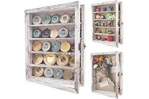 GMFrames 11x14 Wooden Shadow Box Frame with Removable Shelves Deep Display Case for Military Medals Keepsakes White