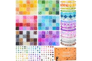 SISTENIA 7200PCS 6mm Glass Beads Bracelet Making Kit, 144 Colors Assorted Crystal Beads for Bracelets and Jewelry Making, Round Crackle Glass Beads for DIY Necklace Friendship Bracelets Earring Crafts