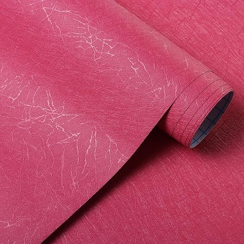 GloryTik Pink Silk Peel and Stick Wallpaper Embossed Self Adhesive Textured Contact Paper Waterproof Removable Wall Paper for Girls Room Cabinets Bedroom Furniture Wall Home Decor Vinyl 17.3"X78.7"