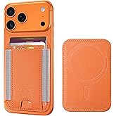 HiWe for MagSafe Wallet, Stronger Magnetic Wallet for iPhone 17/16/15/14/13/12 Series, 7 Cards Holder, Vegan Leather Minimalist Slim RFID, 1 Slot, Cosmic Orange & Grey