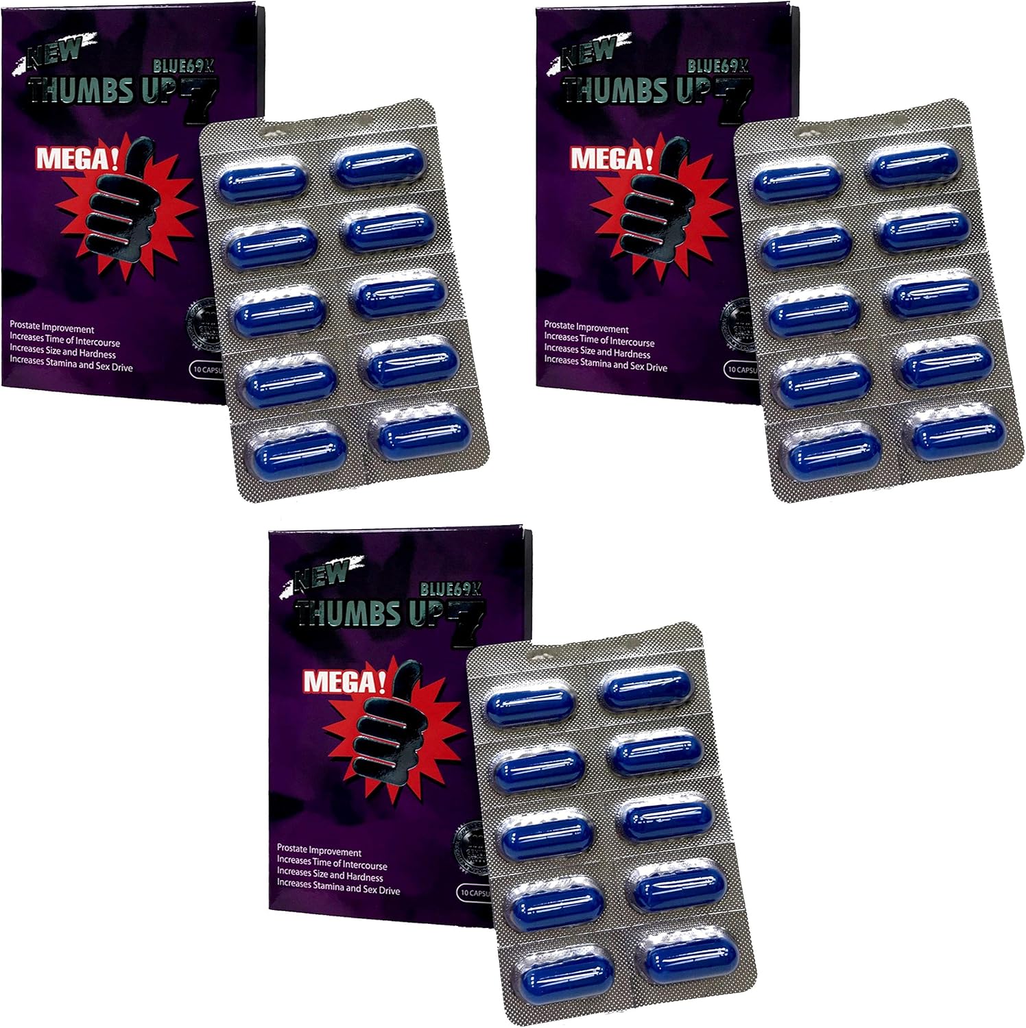 Thumbs Up 7 Blue 69K 10 Capsules Best Male Enhancing Natural Performance Capsules Most Effective Natural Amplifier for Performance, Energy, and Endurance (10 Cap): Health & Personal Care