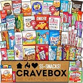 CRAVEBOX Snacks Box Variety Pack Care Package (55 Count) Halloween Treats Gift Basket Adults Kids Grandkids Guys Girls Women Men Boyfriend Birthday Cookies Chips College Student Office School