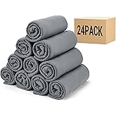 CULVE 24 Pack Fleece Throw Blanket 50x60 - Soft Lightweight Blankets in Bulk for Wedding, Gifts Pet Home Bed Sofa Couch Office Travel(Gray)