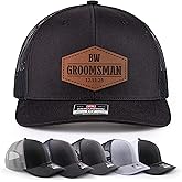 Custom Trucker Hats for Groomsmen Gifts with Leather Patch Personalized w/Name
