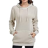 HeJoy Womens Hoodie Sweatshirt Loose Fit Crew Neck Pullover Sweater with Pocket Ribbed Cuffs Fall Tops