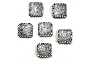 2" Western Show Horse Saddle Conchos Stainless Steel with Screws, Set of 6 Antique 038