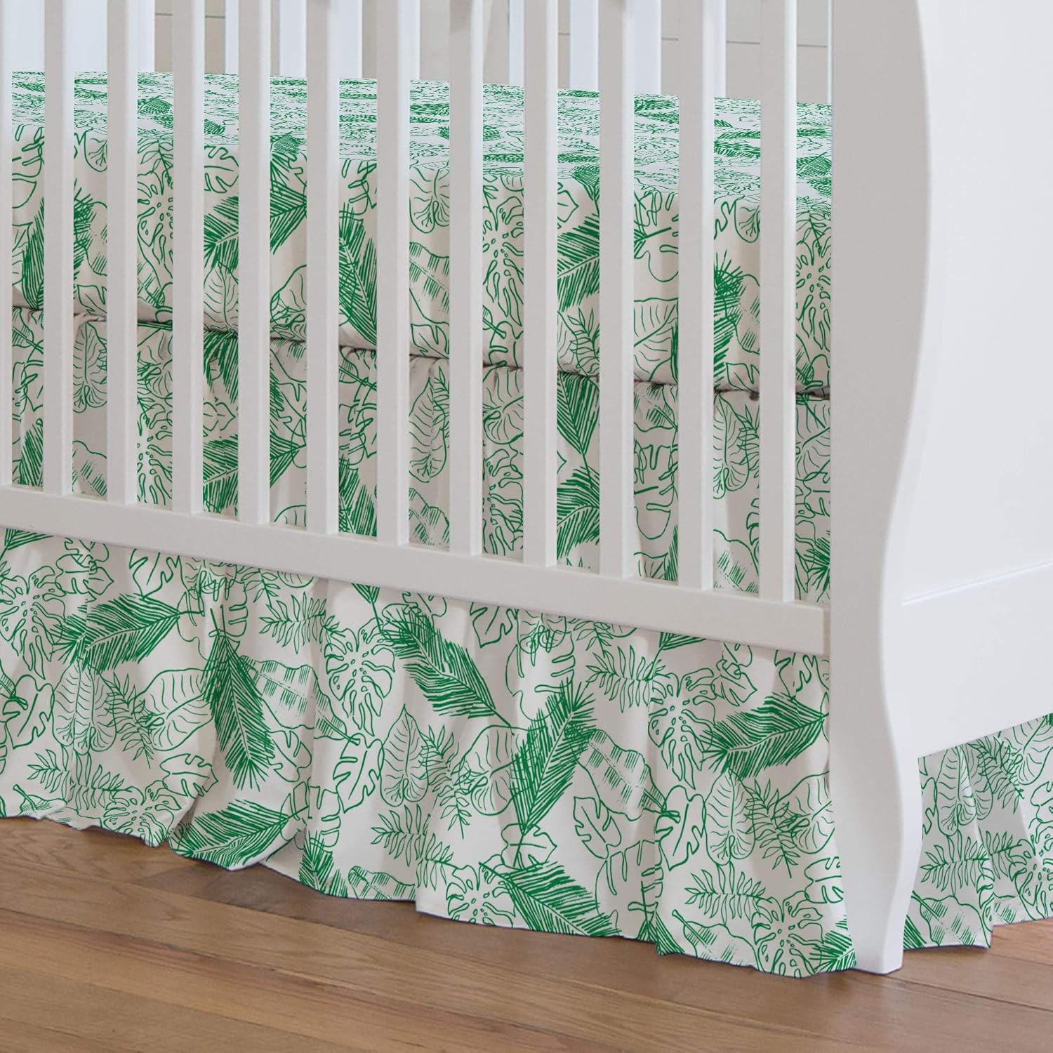 green crib skirt