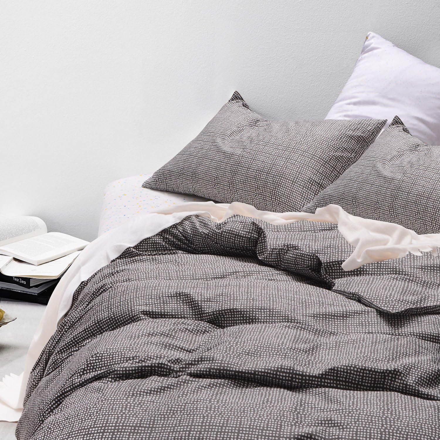 Wake In Cloud Dotted Duvet Cover Set Queen, 100 Soft Cotton Bedding