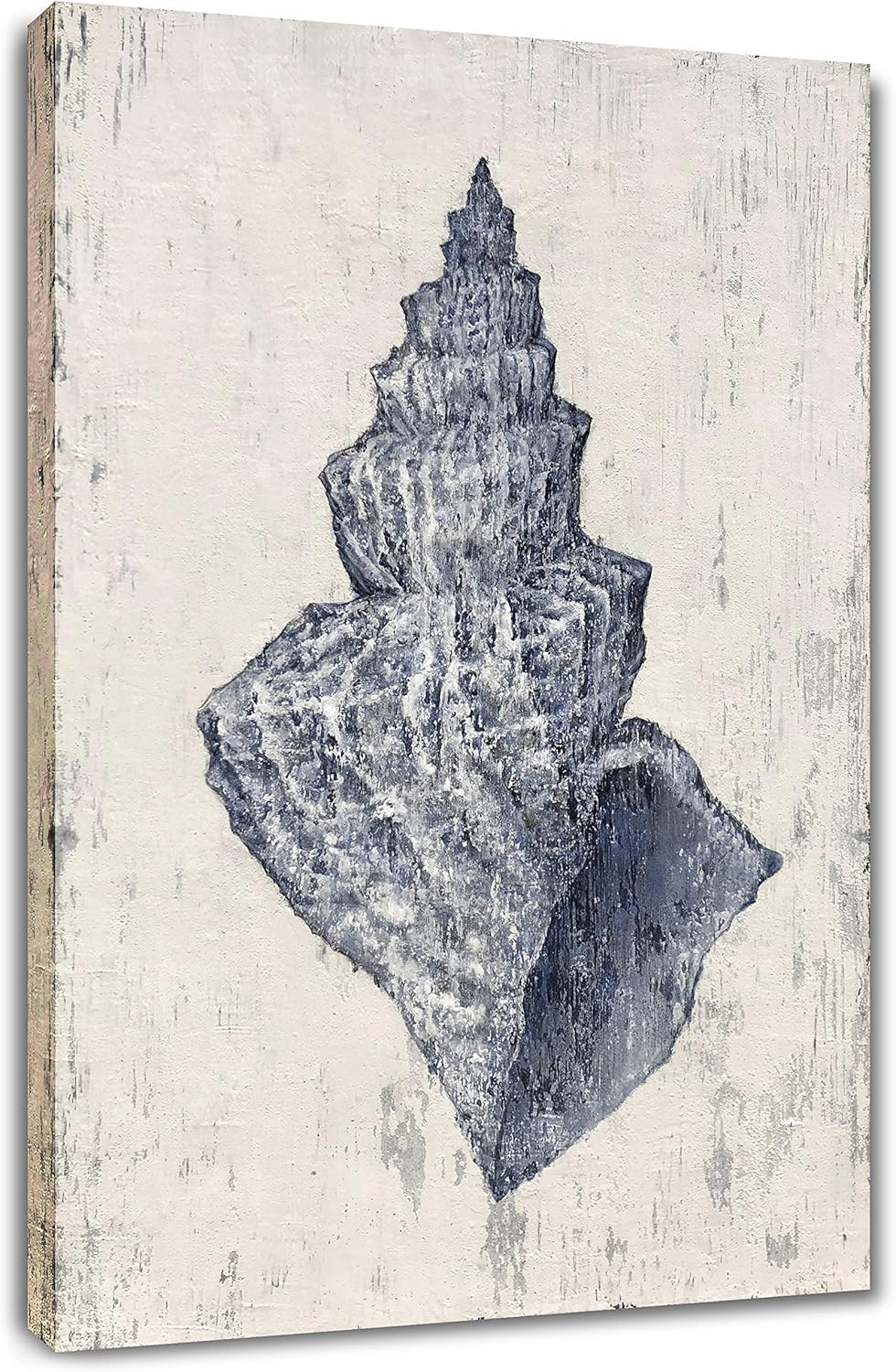 Paintings - Yihui Arts Coastal Canvas Art Oil Painting Hand Painted Blue and White Animal Picture Decor For Wall Hand Painted For Living Room