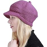 Muryobao Womens Winter Warm Slouchy Cable Knit Beanie Skull Hat with Visor