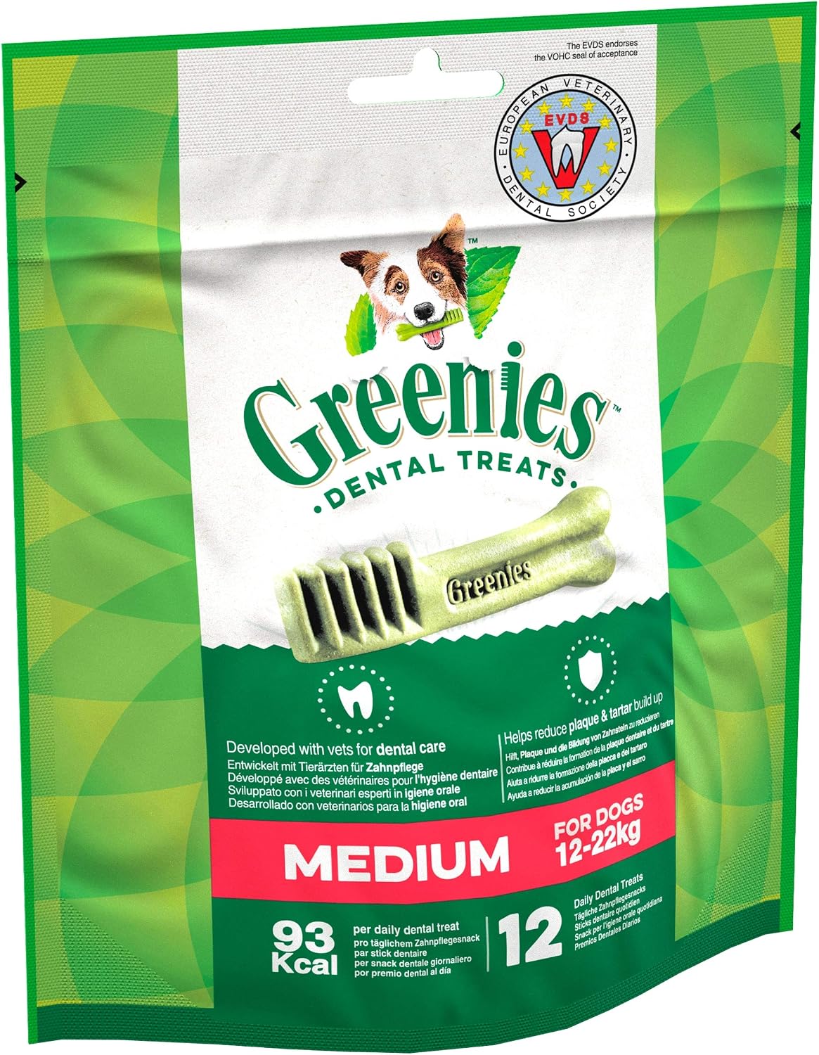 Greenies Original Adult Regular Dog Treats 12 x Dental Chews 340g (Pack of 6), Medium Pereos, 340 g (Pack of 6)