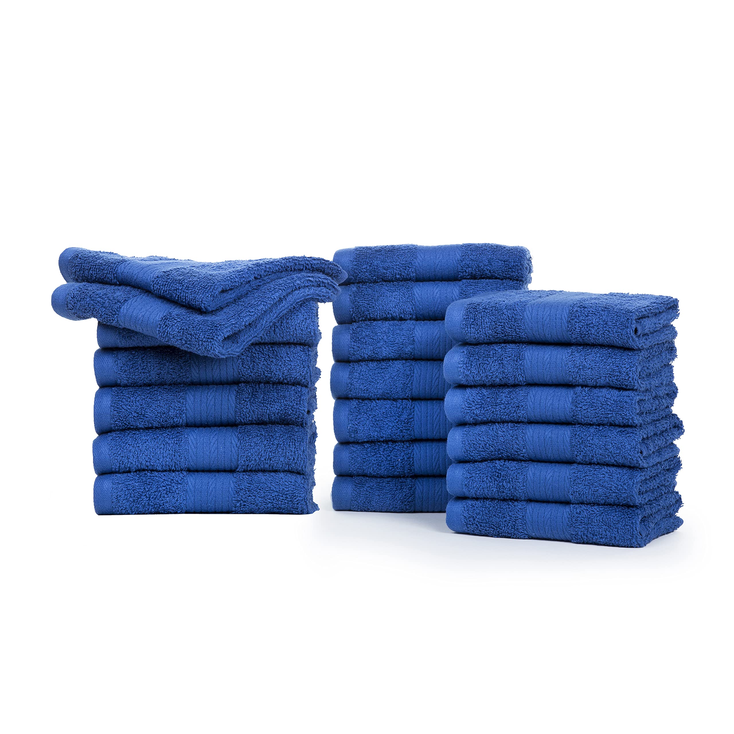 Ample Decor Face Towels Set of 20 600 GSM 30 X 30 CM 100% Cotton, Premium Wash Cloths Quick Drying Soft Absorbent Thick Fingertip Towels, Flannels for Spa, Bathroom, Gym, Daily Use, Navy