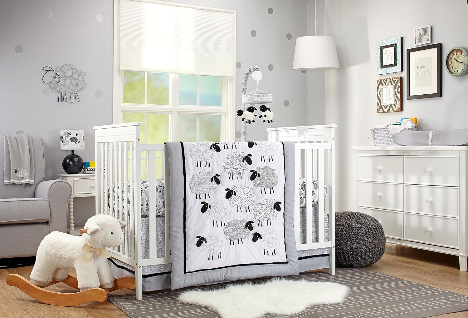Nojo Good Night Sheep 4 Piece Standard Size Crib Comforter Set