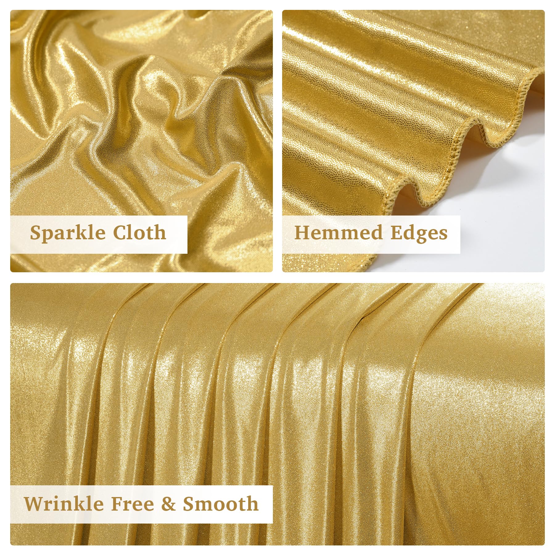 10x10 ft Gold Sequin Backdrop Curtain Panels for Parties, Wrinkle Free Glitter Photo Backdrop Drapes 2 Panels 5x10FT Shimmer Back Drop Cloth for Wedding Birthday Christmas Photography Background