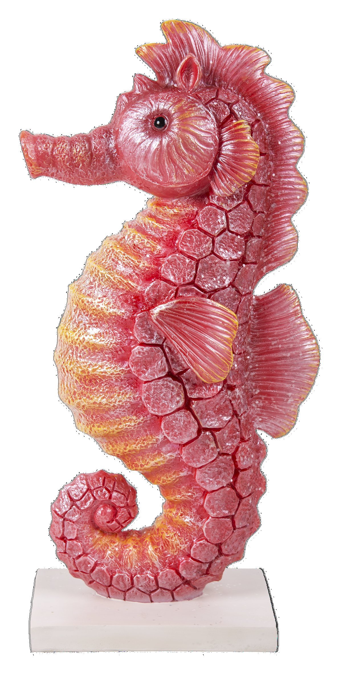 Vivid Arts BG-SEA4-D Seahorse on a Stand Ornament, Red Yellow, 13 x 6.5 x 27.3 cm