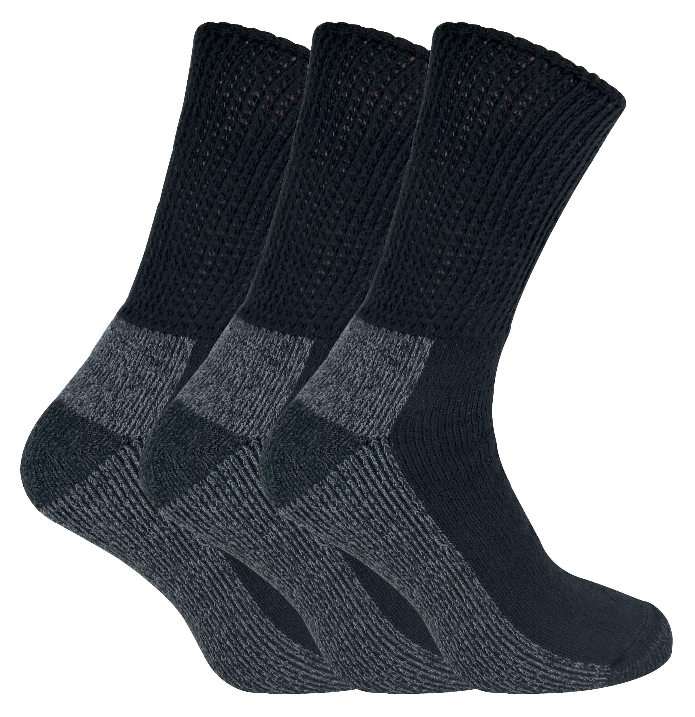IOMI - 3 Pack Mens Extra Wide Cotton Diabetic Work Socks | Cushioned Sole, Smooth Toe Seam and Heavy Duty Socks