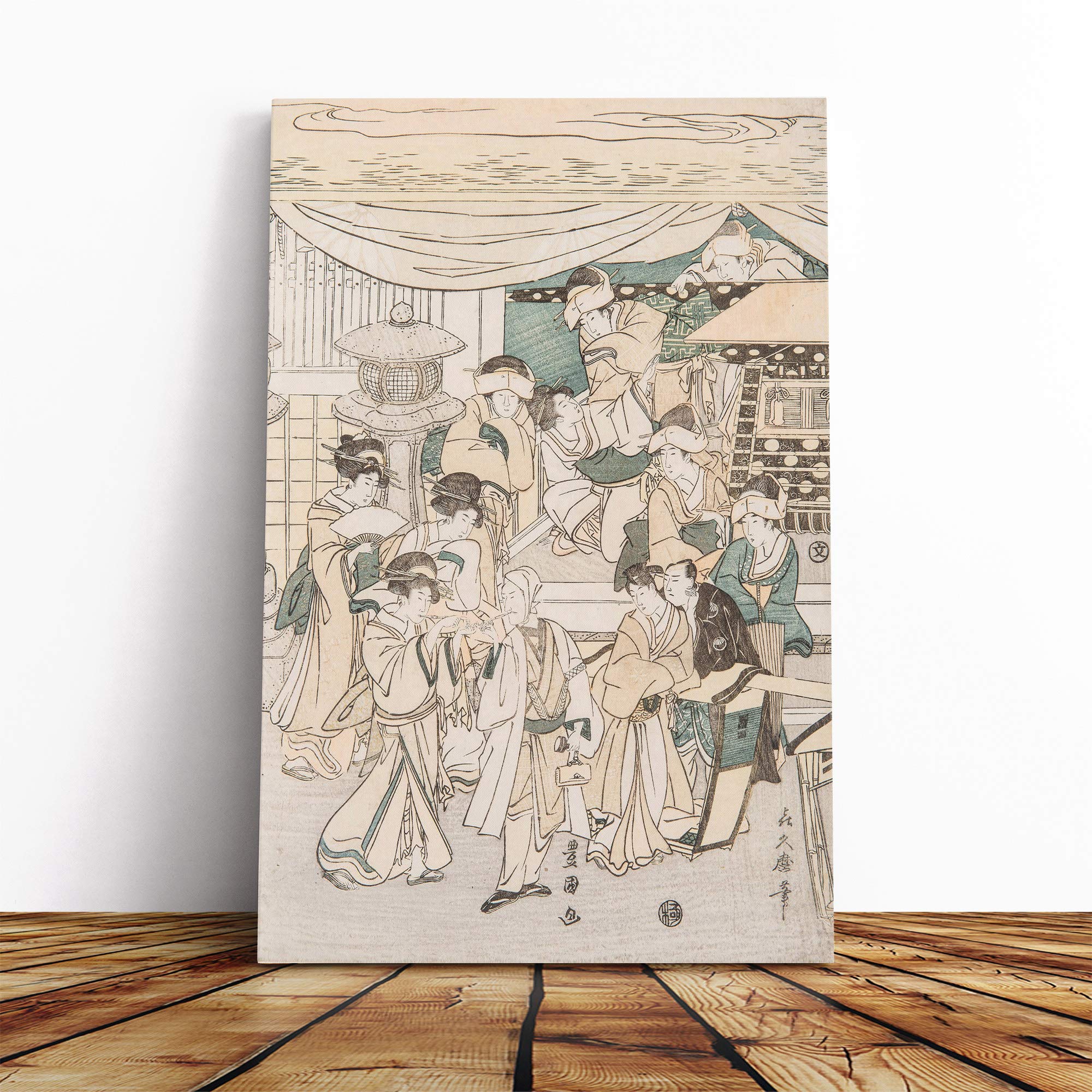 Utagawa Japanese Oriental Courtisan Canvas Print | Gallery Wrapped 30mm Frame Wall Art | 20x14 inches | Ready to Hang | Asian Picture | Living Room Bedroom Lounge Office