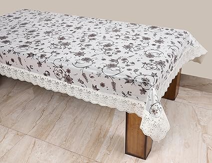 STITCHNEST - Table Cover Anti Skid, PVC, Rectangle 6 Seater, 54 X 78 Inches, Black and White Table Cover, Pack of 1