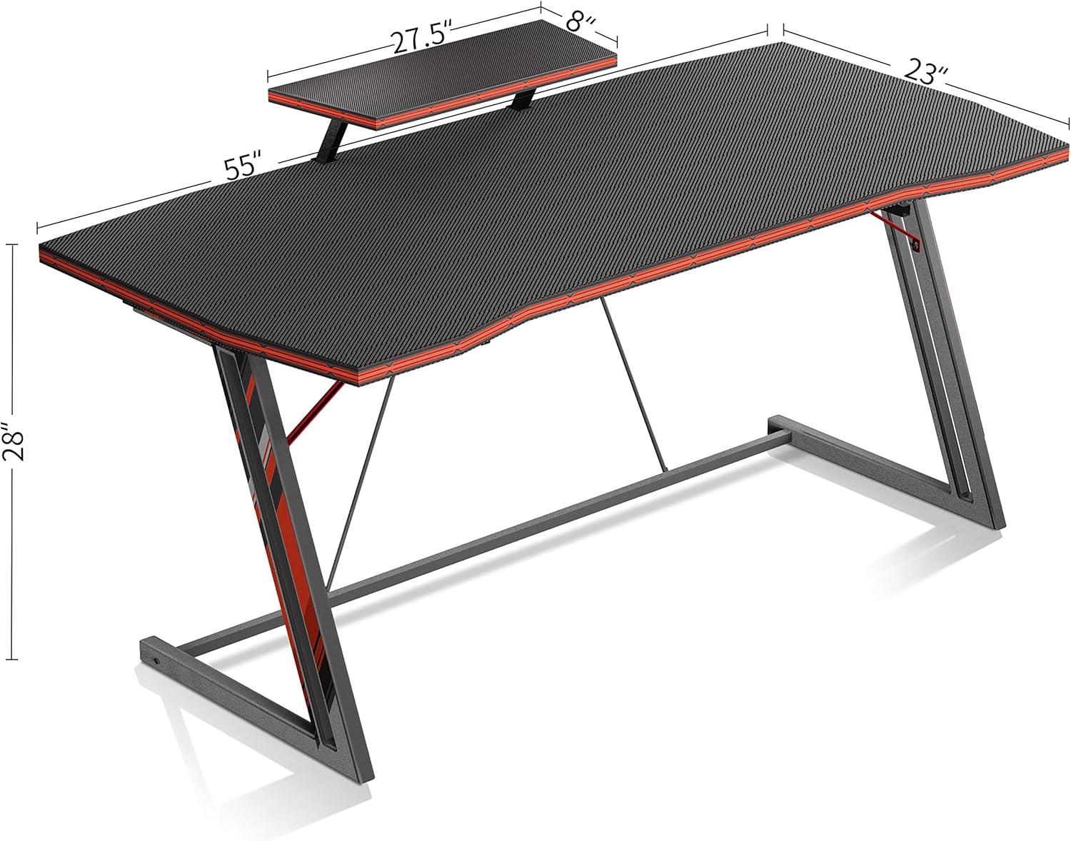 DESINO Gaming Desk 55 inch PC Computer Desk, Home Office Desk Gaming Table Z Shaped Gamer Workstation with Cup Holder and Headphone Hook, Black: Kitchen & Dining