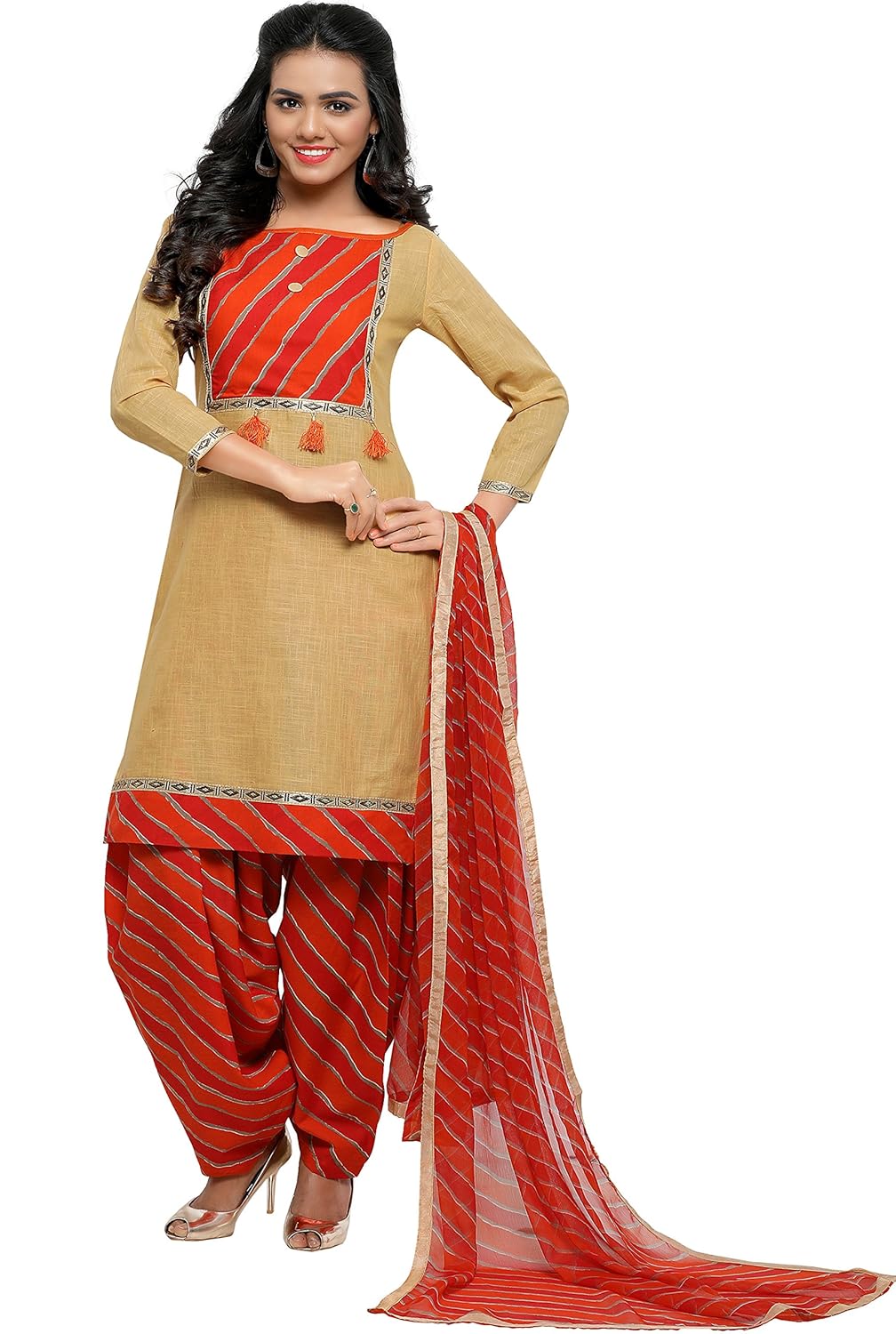 ethnicjunction women's cotton patiala style unstitched dress material (ej1180-88010_light french beige)