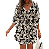 AI'MAGE Womens Beach Swimsuit Coverup Sexy Sheer Bathing Suit Cover Up Dress Swimwear Tie Waist Chiffon Beachwear