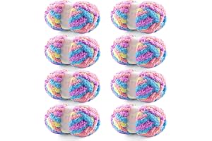 NDICANG 8 Pack Chunky Chenille Blanket Yarn for Hand Knitting and Crocheting - Jumbo Fluffy Super Bulky Yarn 28.4 Yds 7.7 Oz Each Skein (Macaroon)