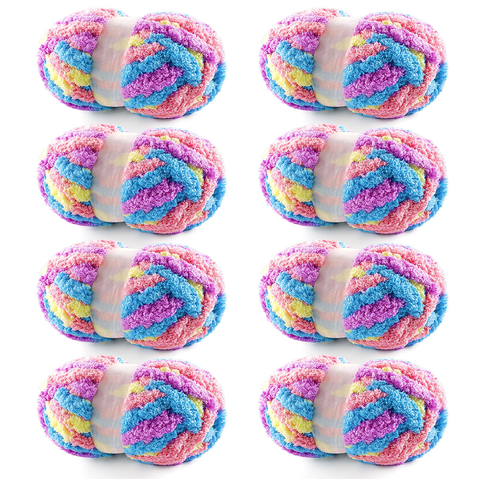 Photo 1 of ** only 2**
8 Pack Chunky Yarn for Hand Knitting - Chunky Chenille Blanket Yarn for Crocheting - Jumbo Fluffy Yarn for Crochet - Super Bulky Yarn 25 yds 7.7 oz Each Skein (Macaroon)