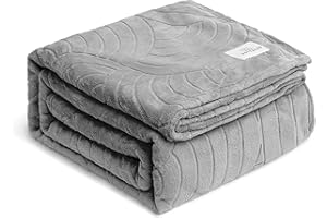 SOFTBEAR Grey King Size Blanket Flannel Fleece Semi-Circular Pattern, Soft, Fluffy, Plush and Warm Blanket for Bed, Couch, So