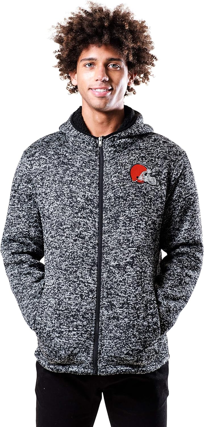 Ultra Game NFL Men's Sherpa Lined Full Zip Fleece Hoodie Sweatshirt : Clothing