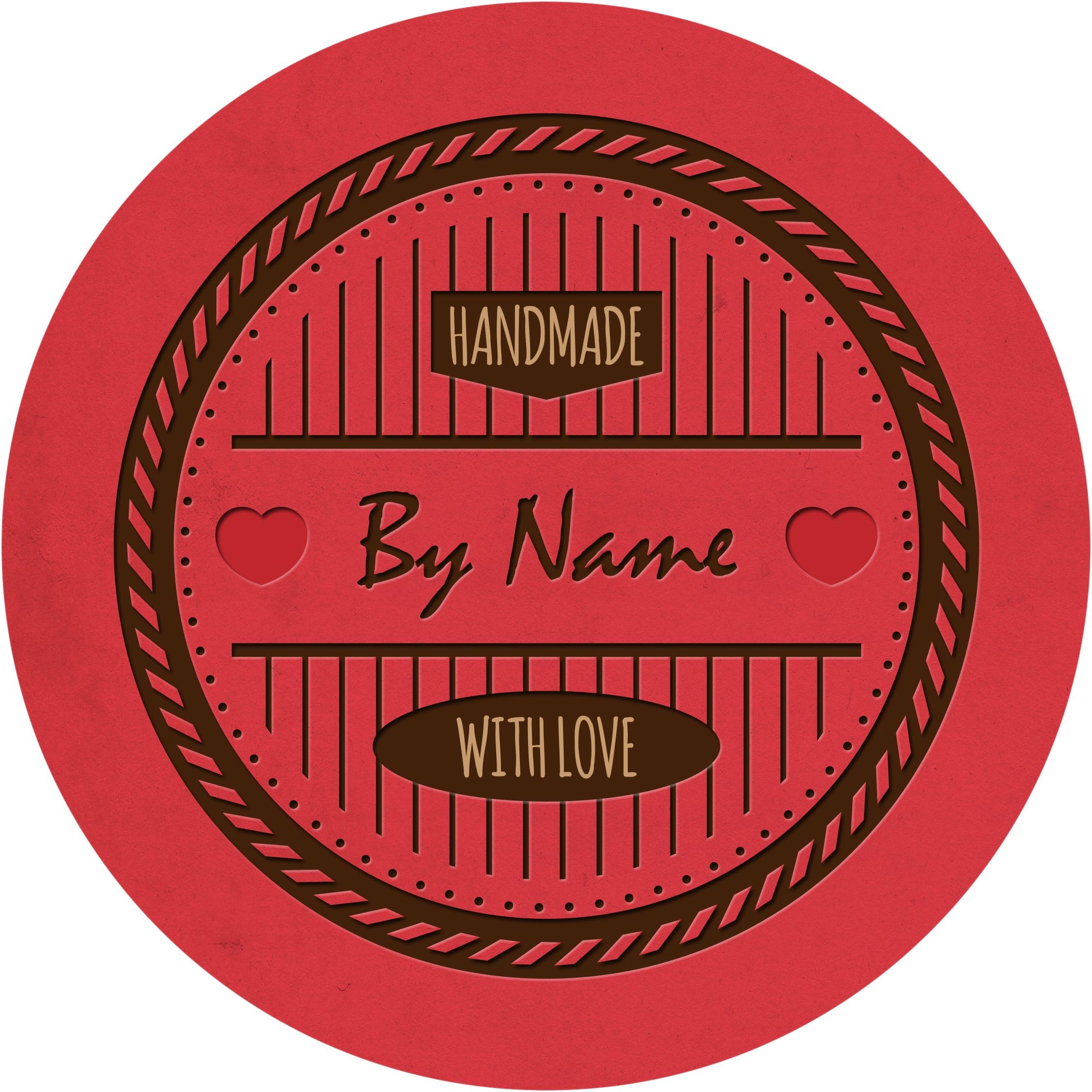 Vintage Style Handmade by Kraft Red Sticker Labels Personalised Custom Seals Ideal for Party Bags Sweet Cones Favours Jars Presentations Gift Boxes Bottles Crafts