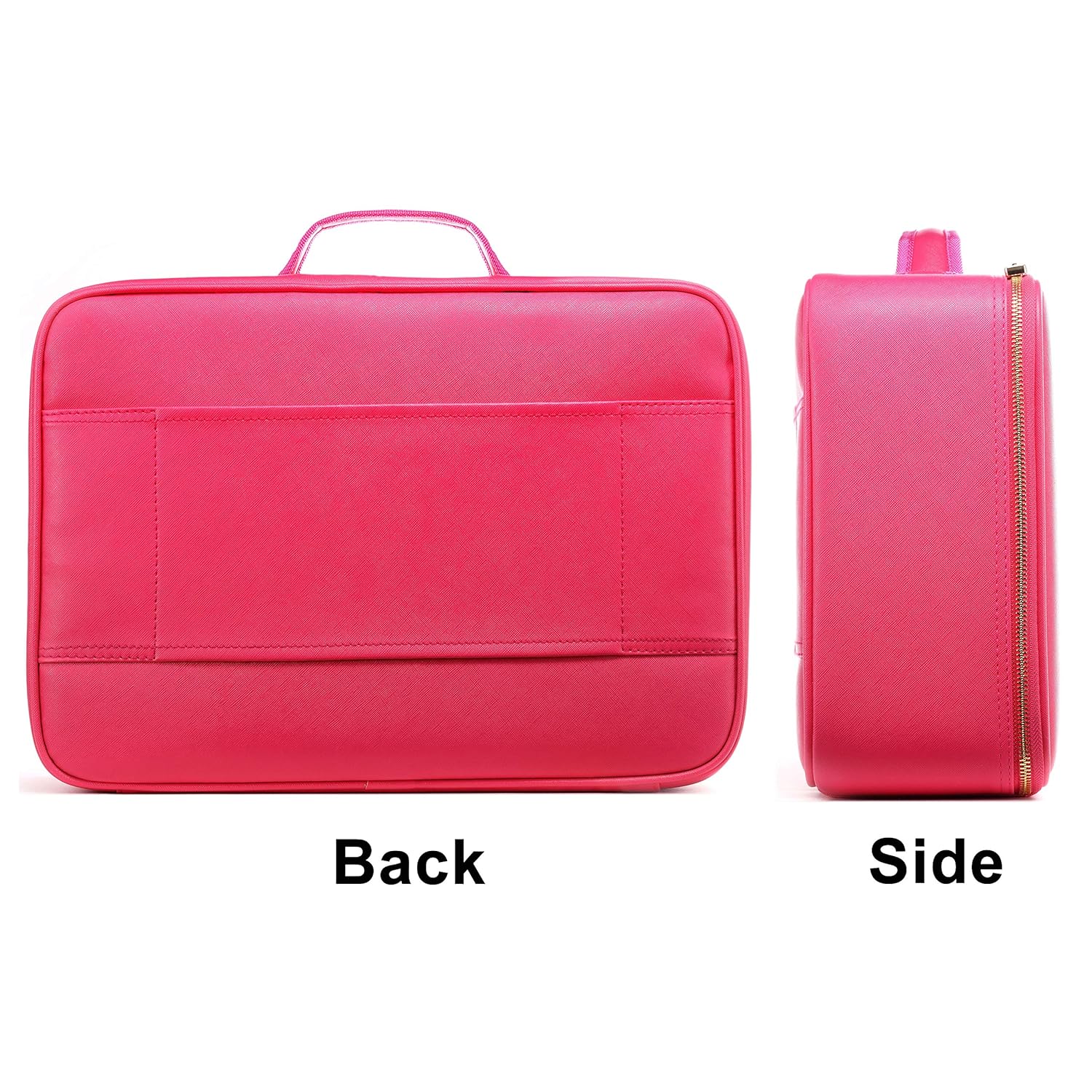 ROWNYEON Makeup Case Travel Makeup Bag Makeup Organizers Bag Makeup Train Case Professional Portable Cosmetic Bag for Women Waterproof PU Leather EVA Adjustable Dividers Gift for Girls Medium Pink : Beauty