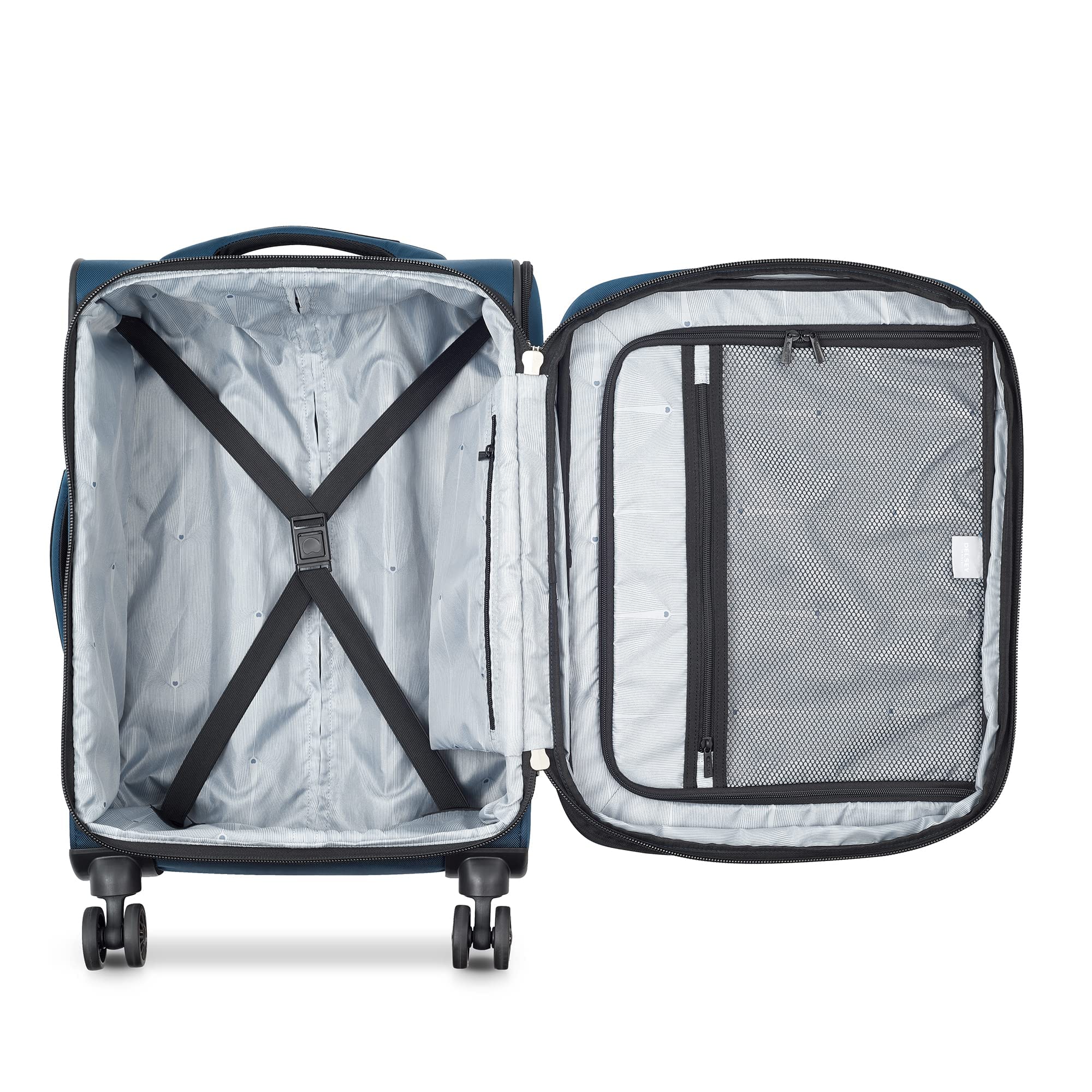 DELSEY PARIS Sky Max 2.0 Softside Expandable Luggage with Spinner Wheels, Blue, Carry-on 21 Inch