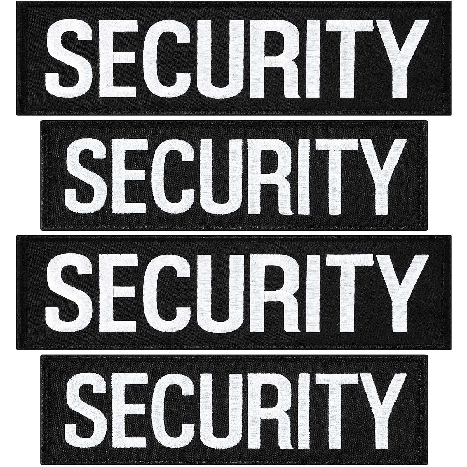 Photo 1 of Yinder 4 Pcs Security Patches Hook and Loop 2 Size Durable Security Patches Badges Stickers with Embroidered Letters for Guard Uniform Vest Jacket Shirt Hat Bag
