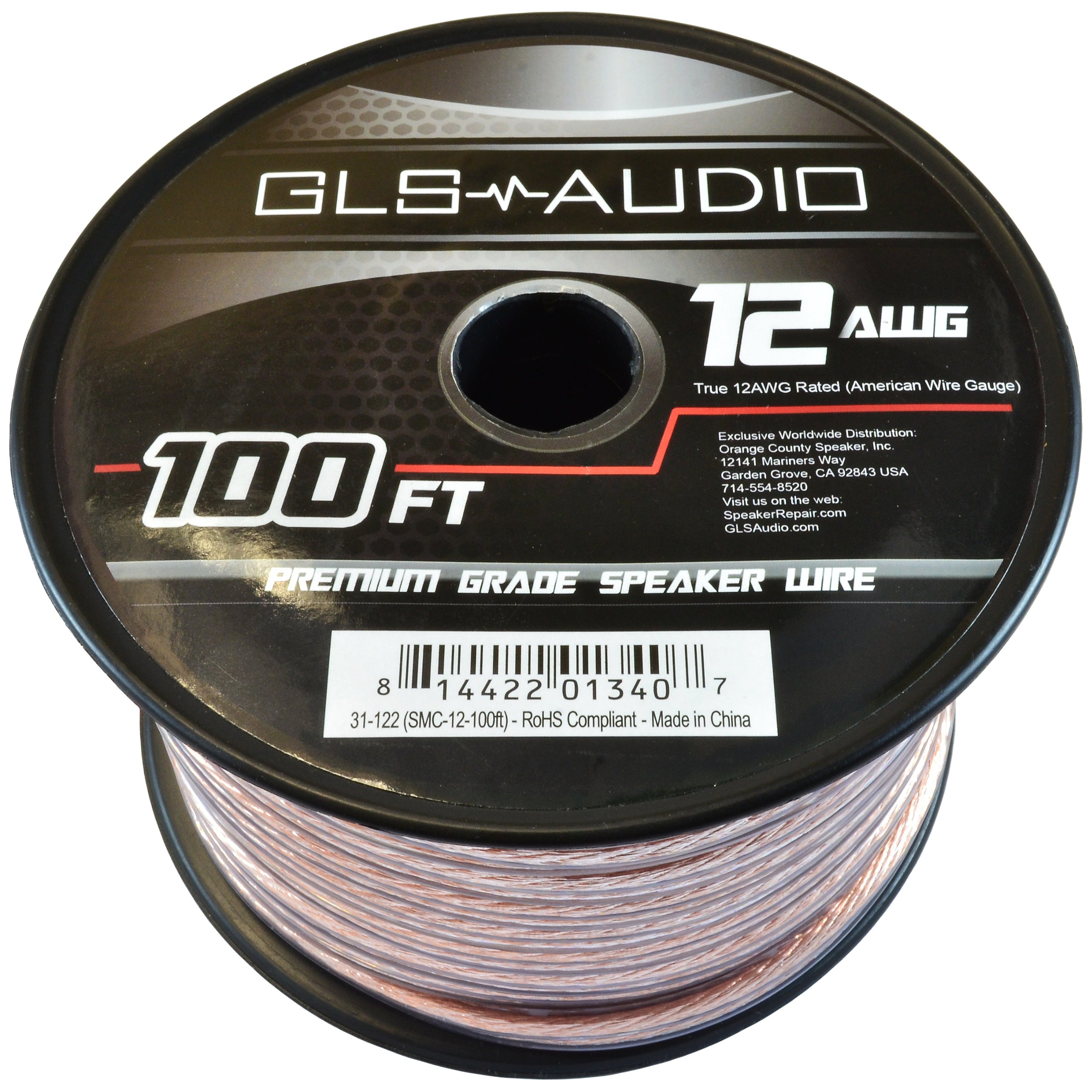 GLS Audio Premium 12 Gauge 100 Feet Speaker Wire True 12AWG Speaker